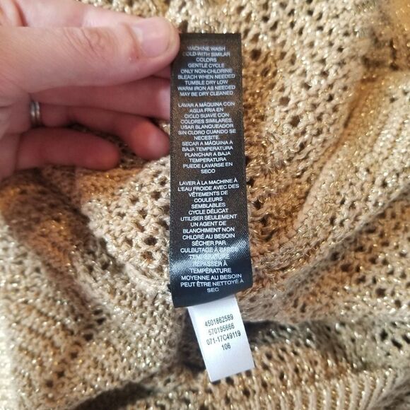 Chicos Travelers Gold Shimmer Sweater 2 12 LG - Picture 10 of 11